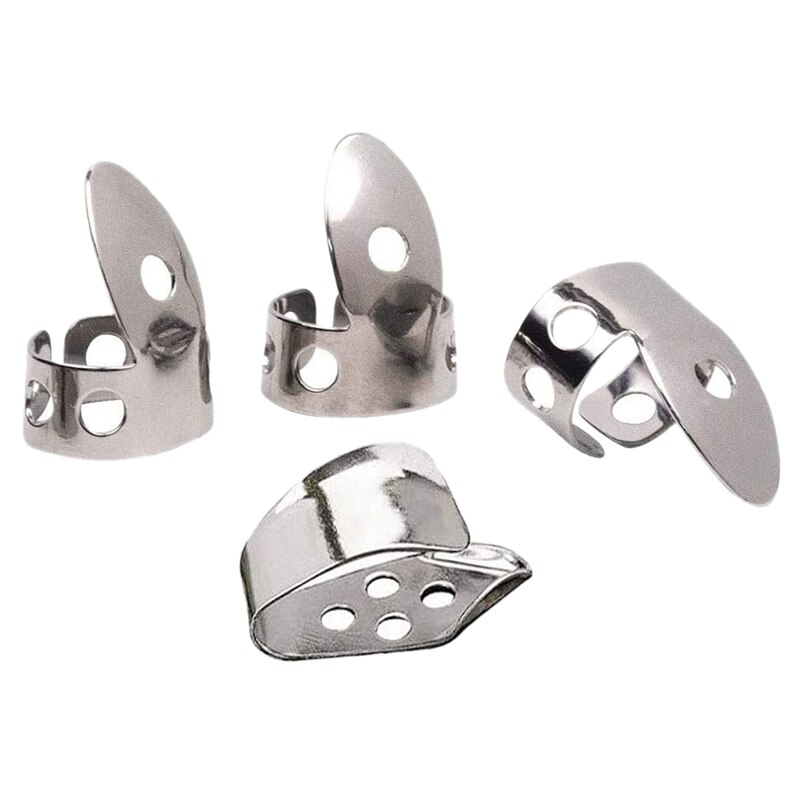 4 pièces en métal pouce doigt guitare médiator en acier inoxydable médiator pour guitare acoustique Banjo ukulélé