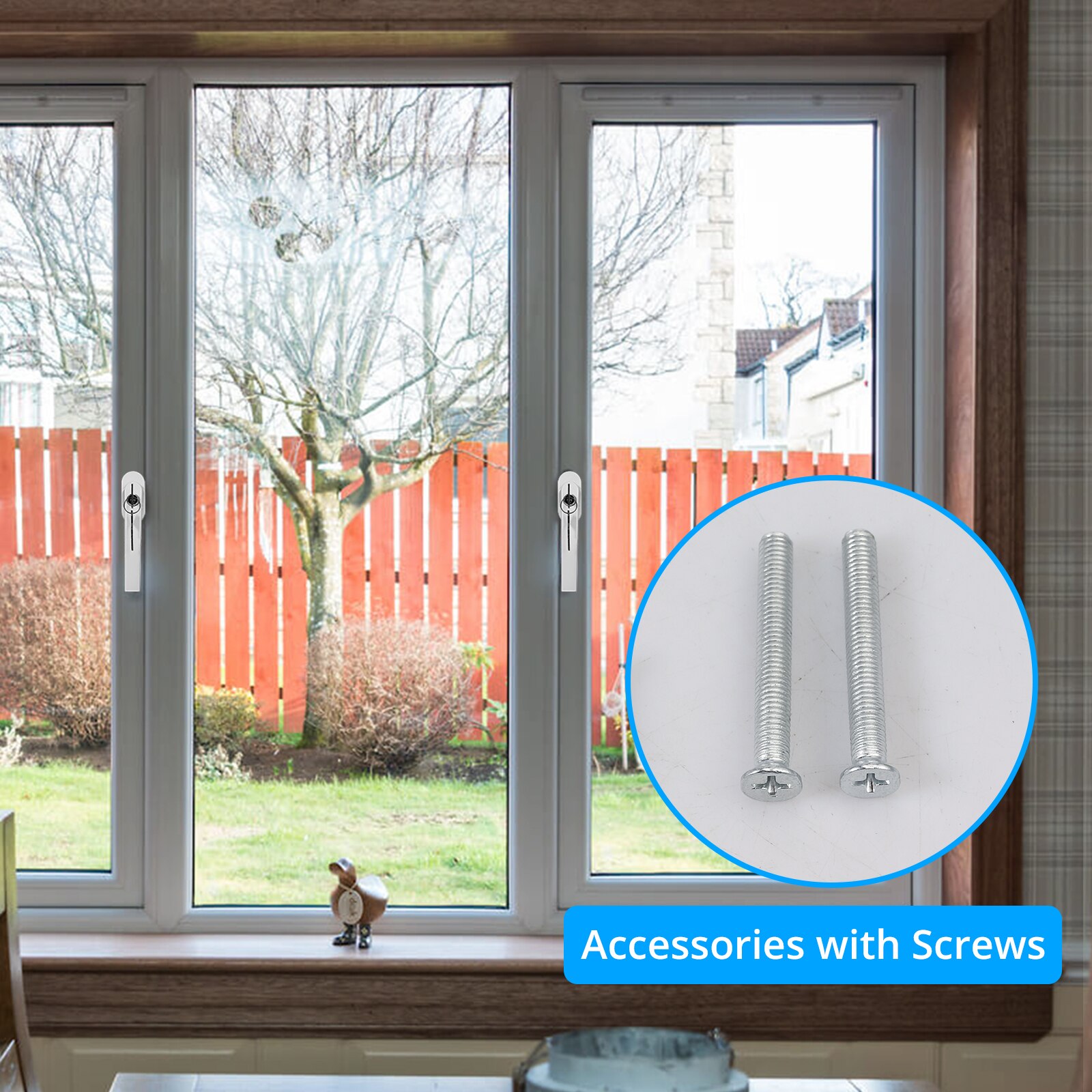 Neoteck 8 Pcs 35MM Safety Window Handles Lockable Keyed Alike Windows Balcony Door Handle White Aluminium Child Safety Lock