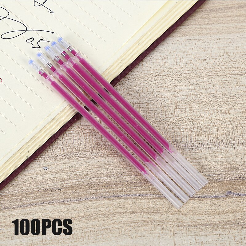 100pcs Heat Erasable Pen High Temperature Disappearing Fabric Marker Refills I88: rose red