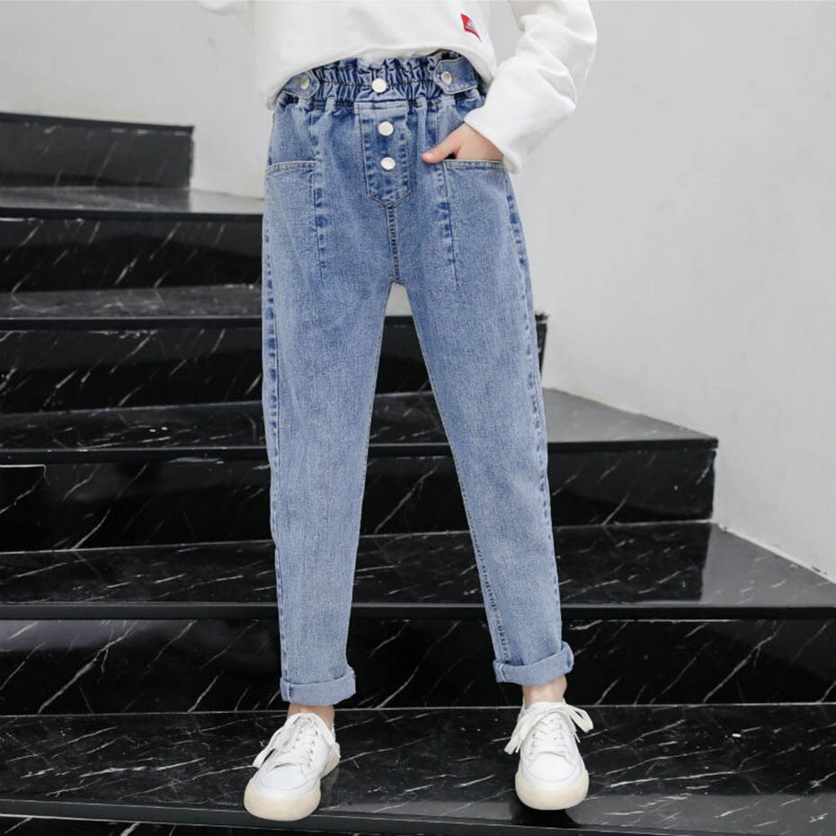 Jeans Pour Filles Bouton Mouche Fille Jeans Enfant Décontracté Style Jeans Enfant Printemps Automne enfants Vêtements 6 8 10 12 14
