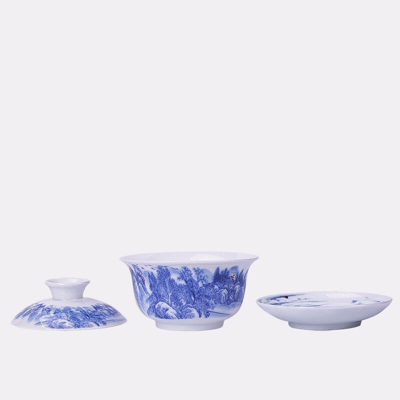 China Hand Painted Tea Set White Porcelain Gaiwan Set Tea Porcelain Pot Set For Travel Beautiful And Easy Kettle