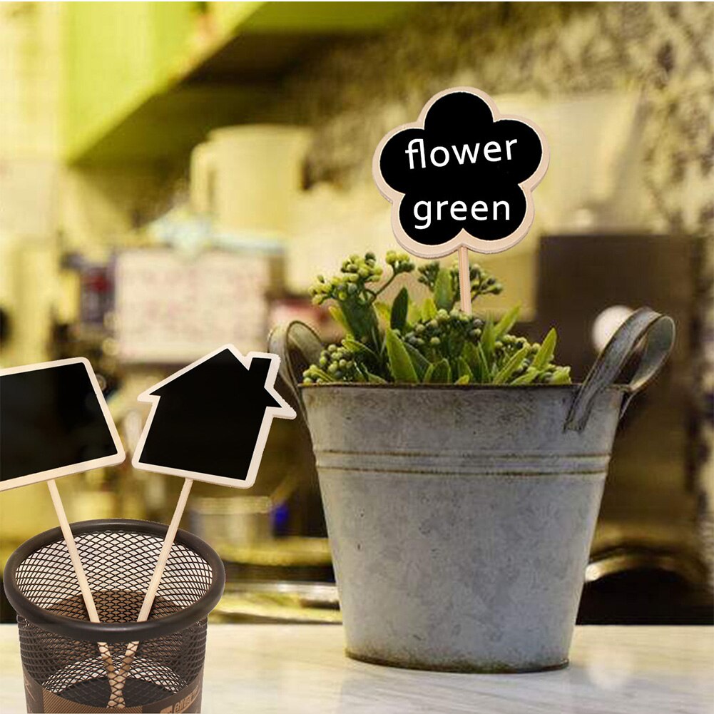 10 stk/sæt plantemærker lille med tavle holdbart træ t type hjem blomster grøntsagsetiketter frugt landbrug havetuscher
