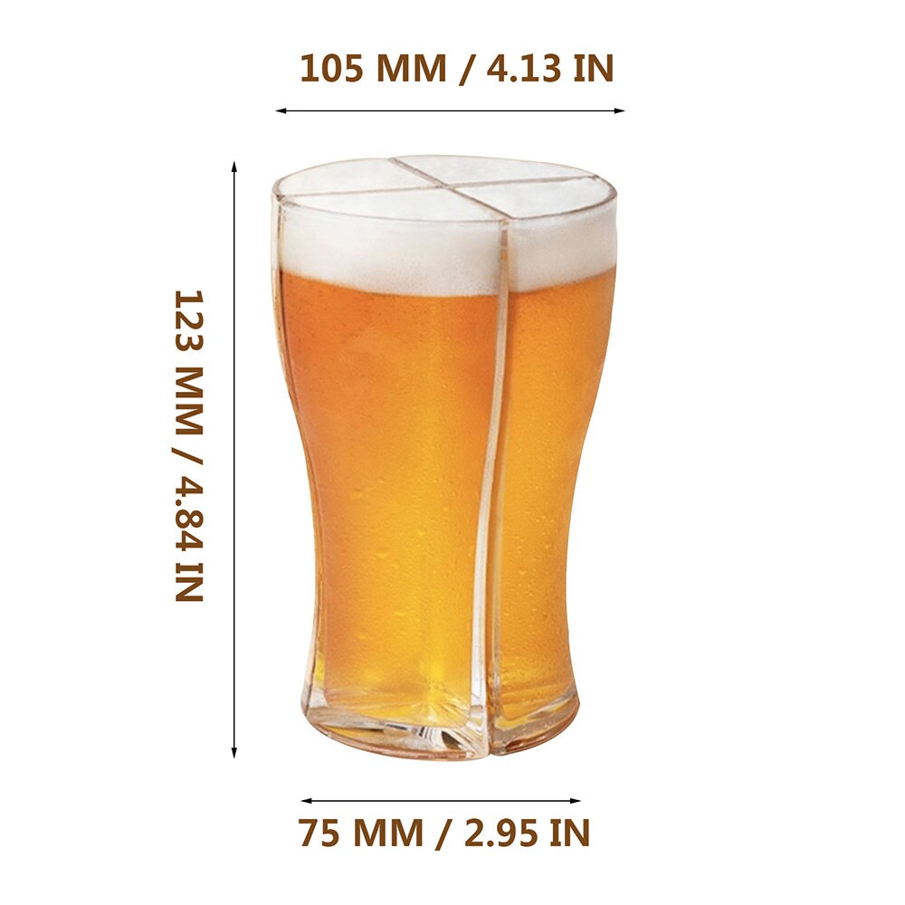 Copo de vidro grosso da caneca da cerveja da grande capacidade para a festa da barra do clube 12.3x10.5x7.5cm super schooner copos de cerveja caneca separável 4 parte