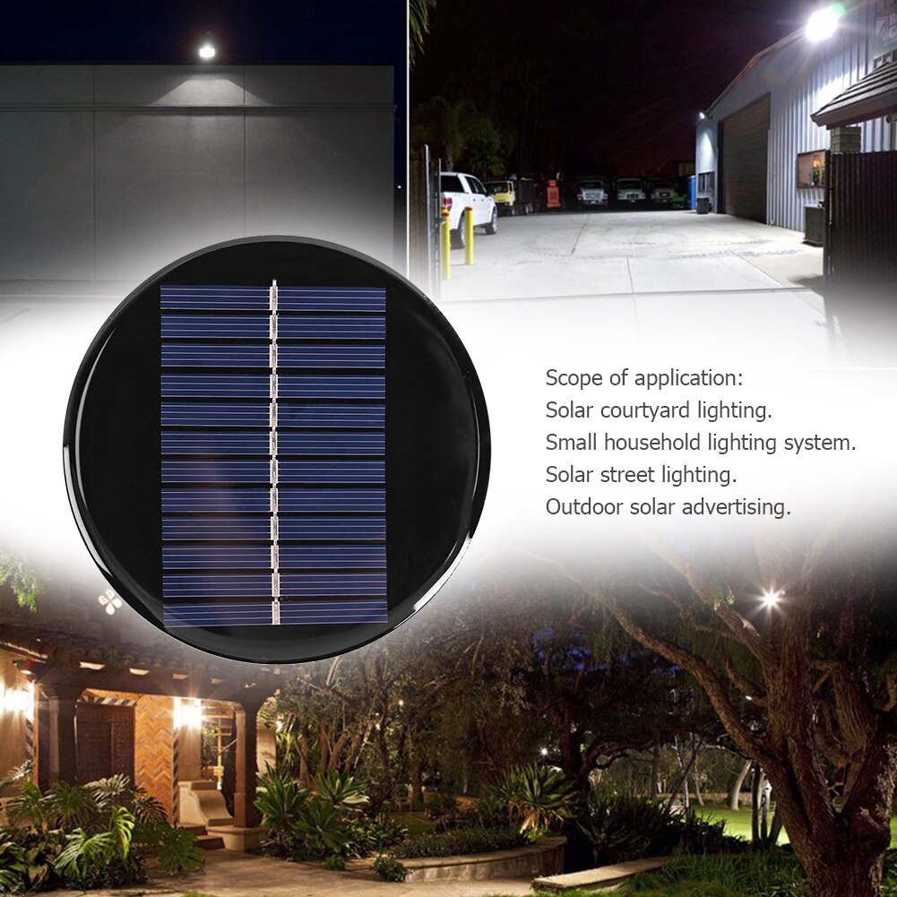 6V 0.8W Solar Cell Module Circle Round Epoxy BoardEpoxy Polysilicon Solar Panel Module 100mm Dia for DIY