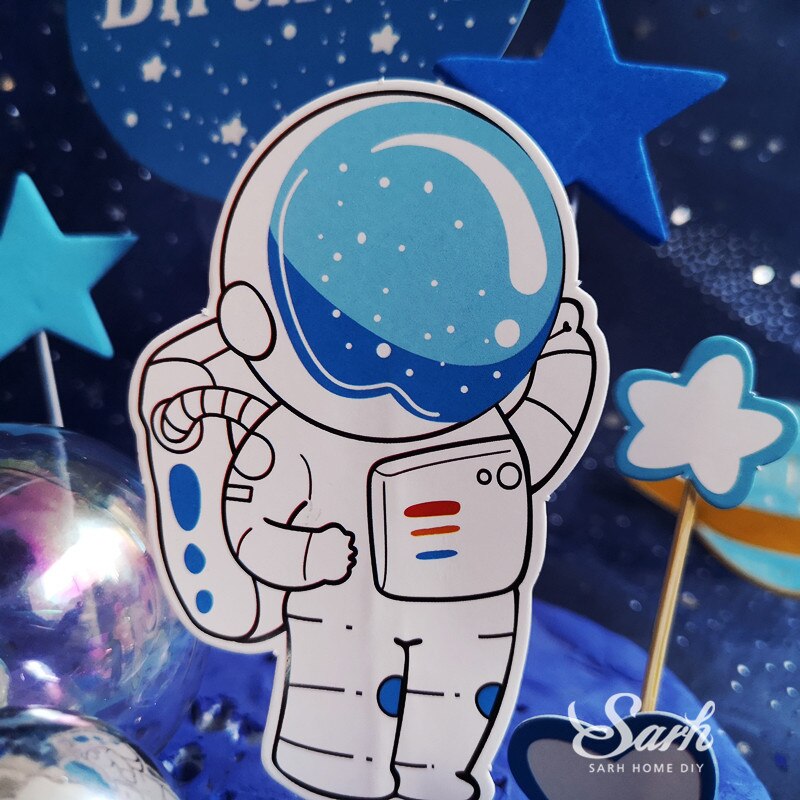 Rakieta astronauta księżyc kartka urodzinowa ozdoba ozdoba na wierzch tortu deser na dzień dziecka piękne prezenty
