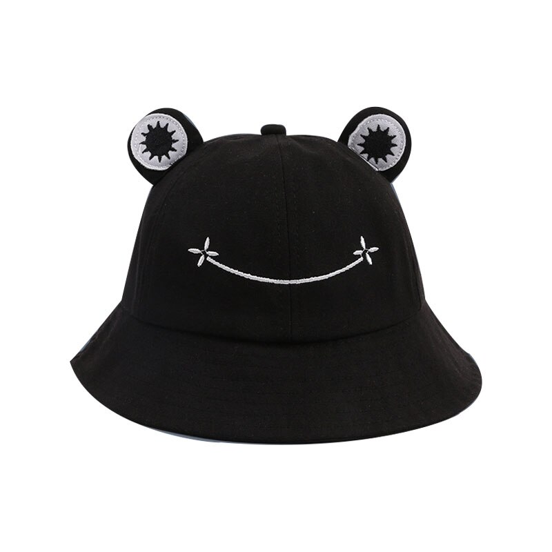 Adult Women Children Sunscreen Summer Outdoor Hat Cute Frog Letter fisherman hat Women Cover Fisherman Cap Hat: 12 Children