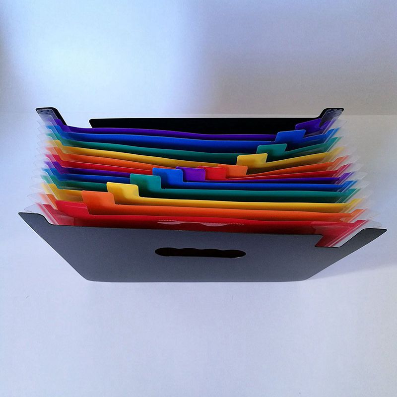 Dossier de fichiers en expansion de 12 poches/organisateur de fichiers extensible A4/dossier de fichiers accordéon Portable/support multicolore haute capacité