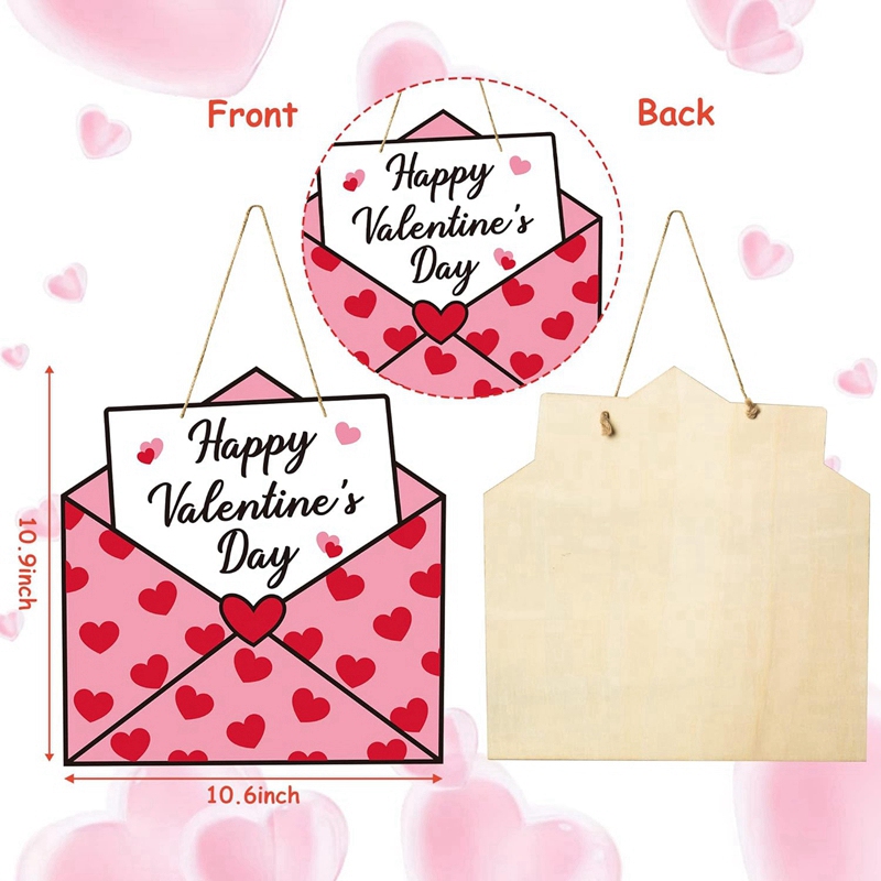 Valentinsdagskonvolutt tredørskilt gratulerer med valentinsdag-skilt valentinsdagsdekor inngangsdør
