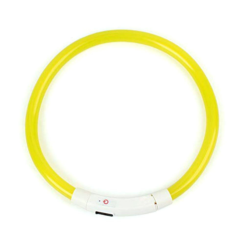 Super Bright Adjustable LED Dog Collar Glowing Belt Flashing Necklace Visibility Pet Safety USB Rechargeable Light Up: Yellow / S