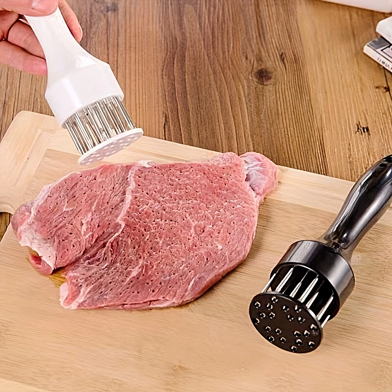 1 Stuk Keukengereedschap Rvs Steak Malser, Vleesnaald, Mals Vlees, Gebroken Pezen, Gat Puncher, Vlees Hamer: WHITE