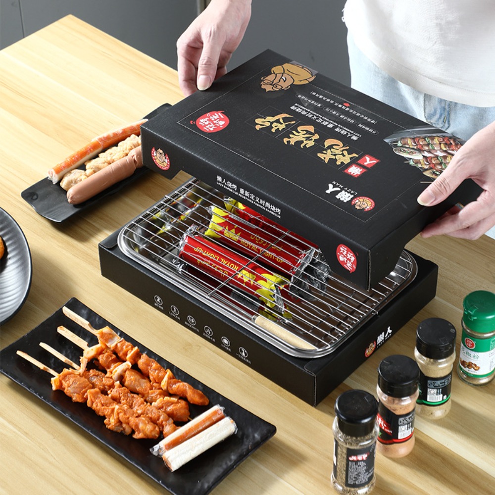Grill jetable, barbecue à charbon de bois portable, kit de grillades pour ensemble de gril de cuisine intérieur et extérieur pour barbecue pique-nique camping