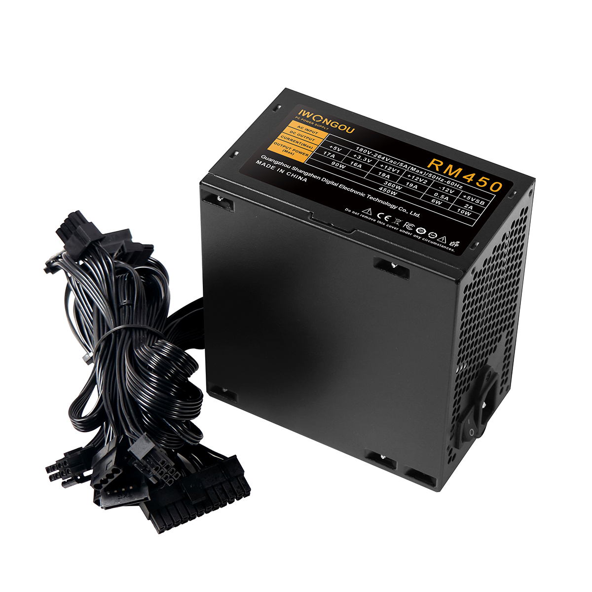 IWONGOU RM 450W PC PSU Power Supply Unit Black Gaming Quiet 120mm Fan 110V 220V ATX Desktop Computer Power Supply For BTC