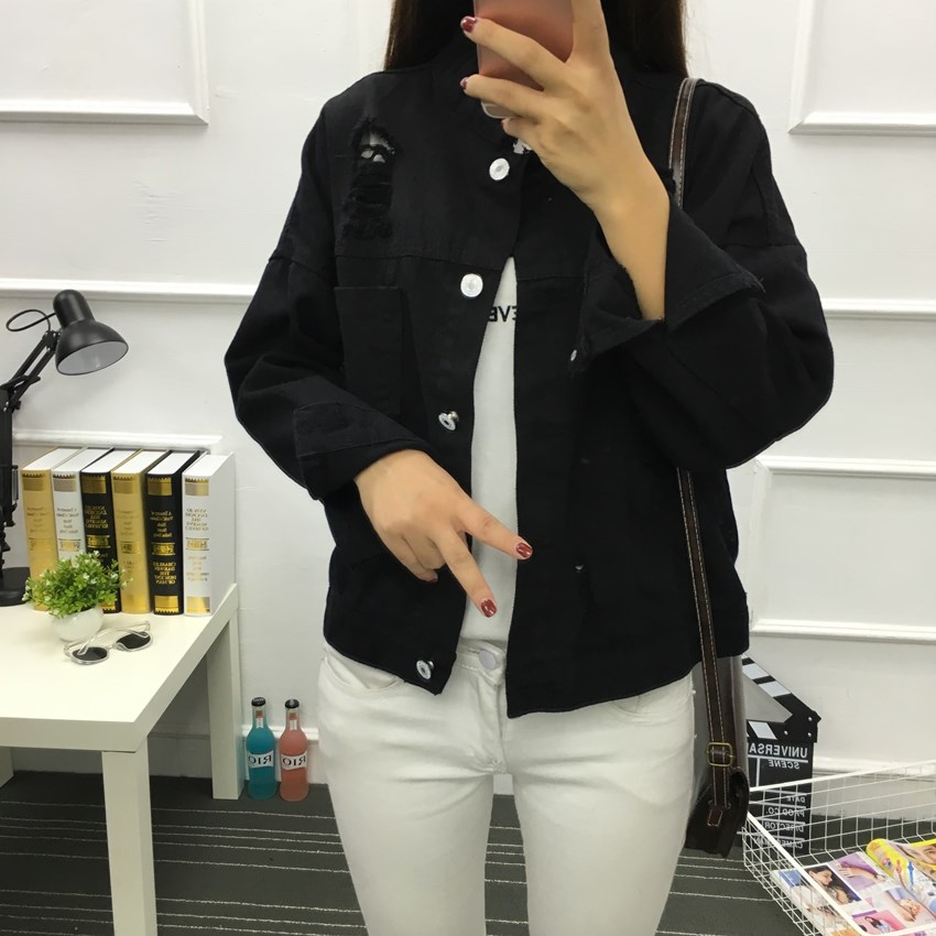 Demin jacket Women white Black Denim Jacket Spring Jeans Coat Casual Harajuku Streetwear Female Vintage Jeans Coat