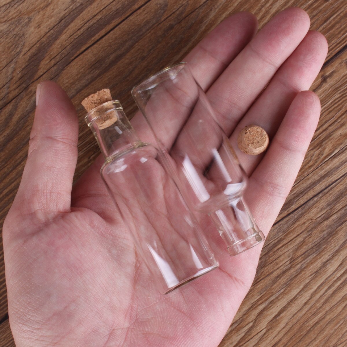 Botellas de vidrio con tapas de corcho, frascos de especias, poción, viales de botella de cristal, artesanal, 5 uds., 25ml, 27x80x10mm