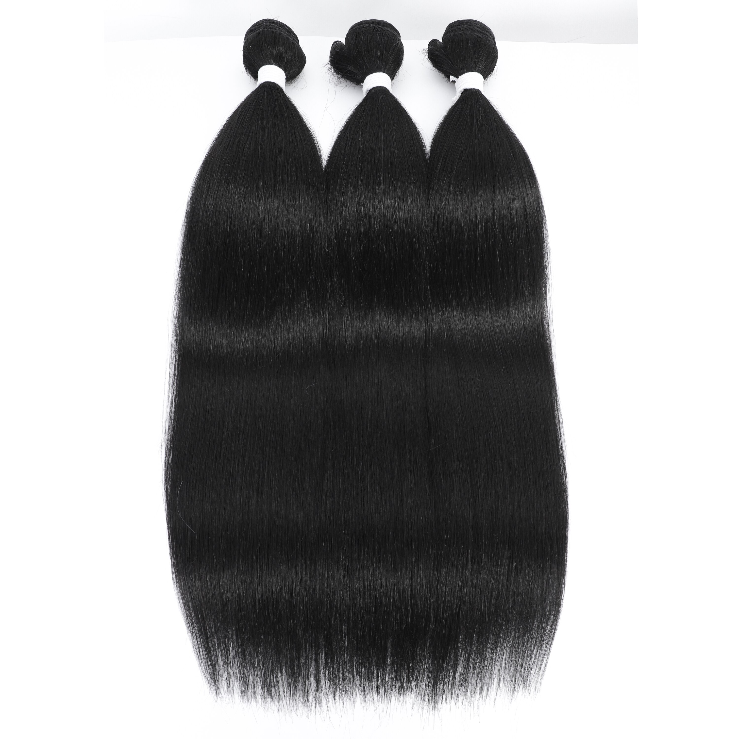 Extensiones de cabello liso de 26 pulgadas, mechones de cabello ombré, pelo de fibra resistente al calor, tejido de pelo liso sintético