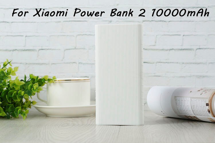 Case Voor Xiao mi mi power bank Case 2 10000mah 10000 mAh rubber cover Pouch Skin Power Bank Protector siliconen Beschermhoes: White