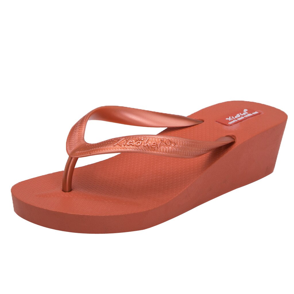 Flip-Flops Frauen Sommer Keile Anti-Skid Flip-Flops Clip-Kappe Lässig Strand Pantoffel chanclas mujer claquette femme chaussure: Orange / 39