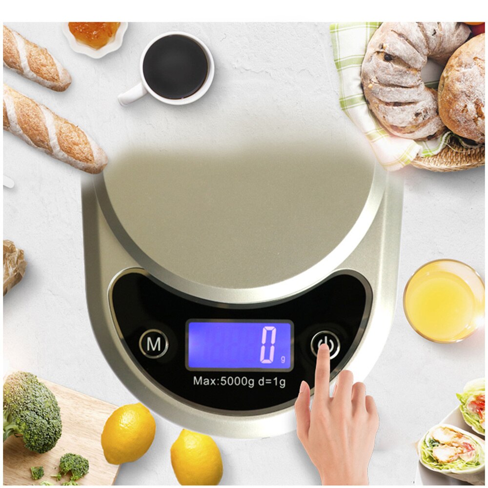1PC Kitchen Scale Baking Electronic Scale High Precision Digital Cooking Scale for Home Daily Use Food Without Battery (Silver,