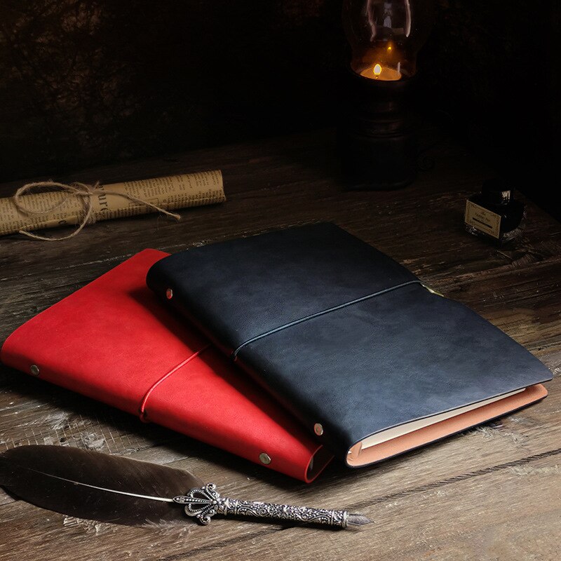 retro Notiz Weichen Leder verlieren-Blatt Buch Nachahmung Leder Tagebuch A6 leer Kraft Papier Tragbare lLedger