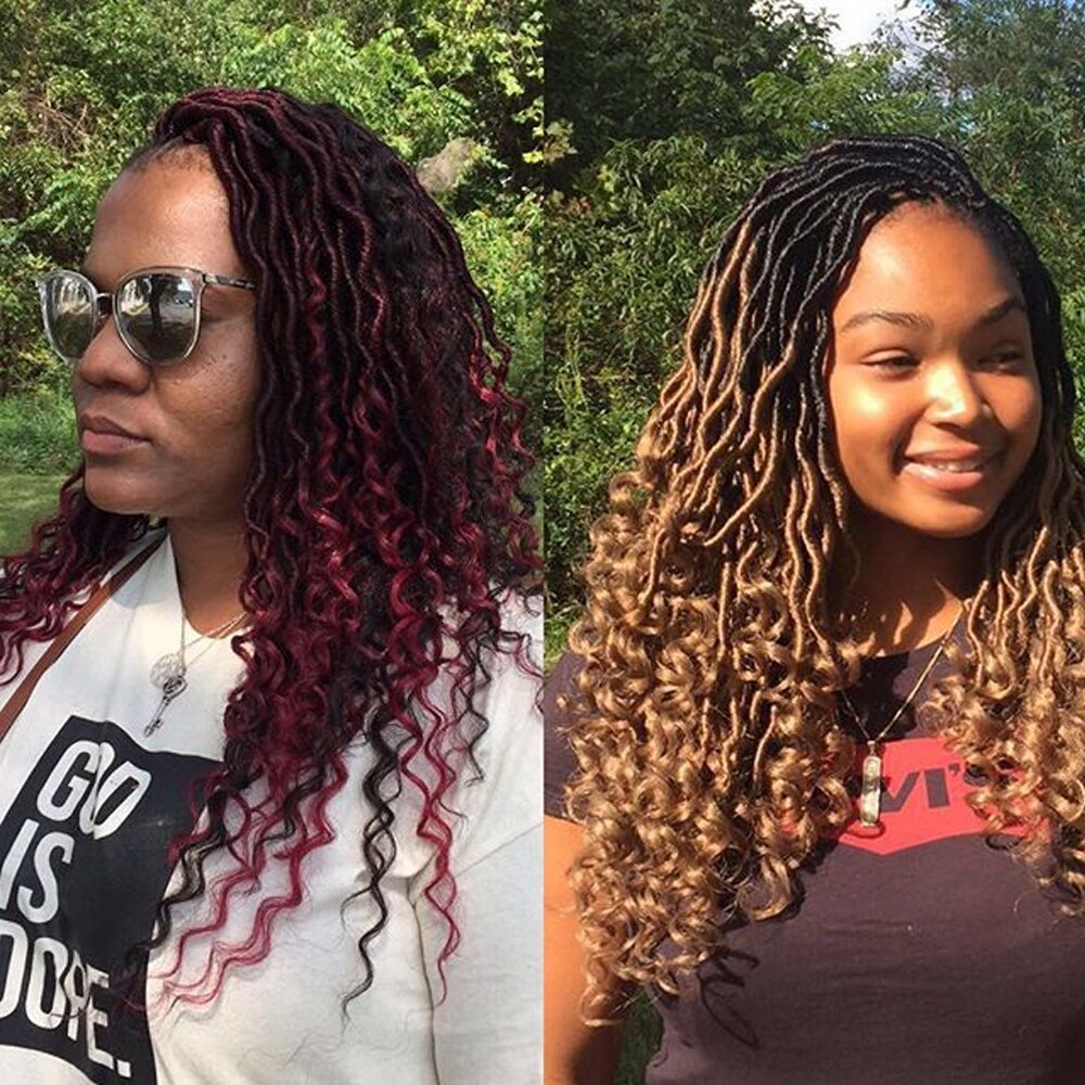 Faux Locs Curly Crochet Braid Hair 18inch 24 Strands Bohemian Ombre Braiding Hair Extensions Synthetic Crochet Hair for Women