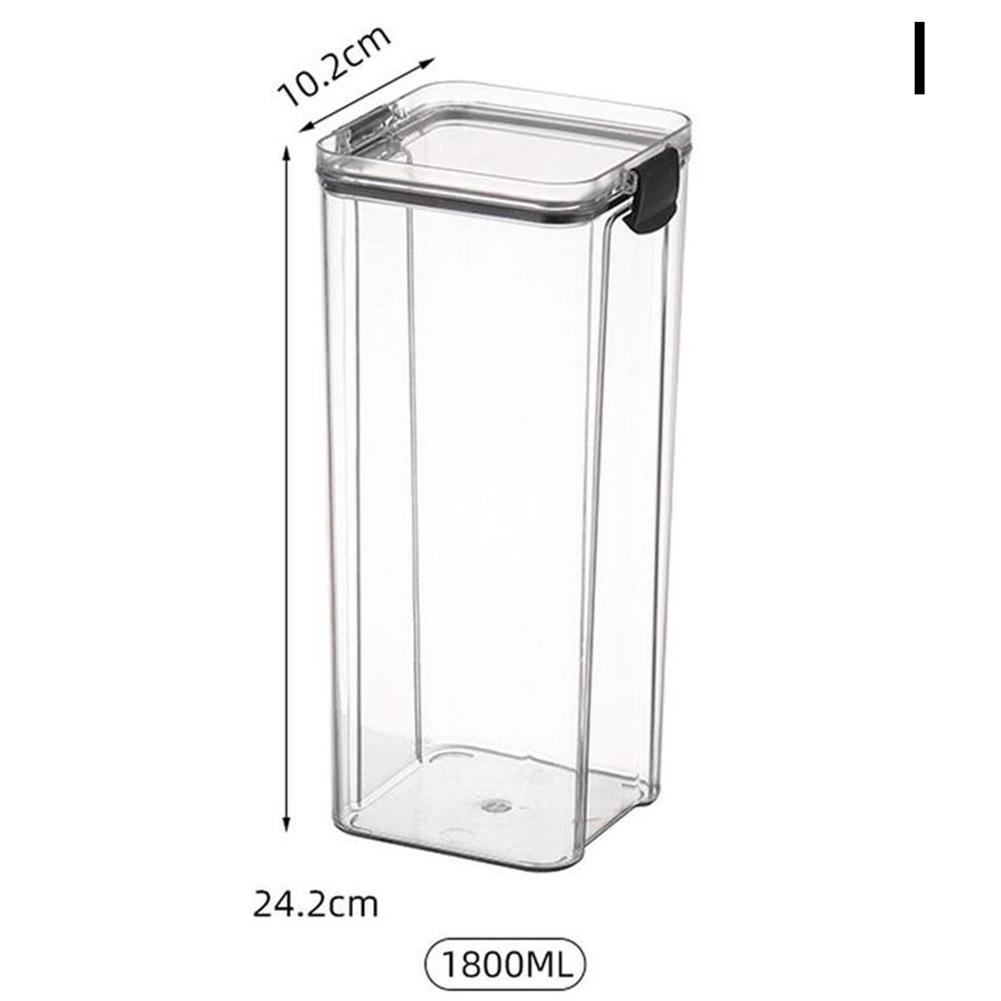 Square Sealed PET Jars Kitchen Storage Big Capacity Coffee Bean Storage Can Glass Jar With Lid Food Container Organizer Bottle: black 1800ML
