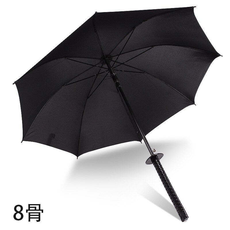 Japanse Samurai Zwaard Lange Handvat Paraplu Zonnebrandcrème Waterdichte Paraplu Semi-Automatische Paraplu 8-24K Sterke Winddicht Umbre: 8k black