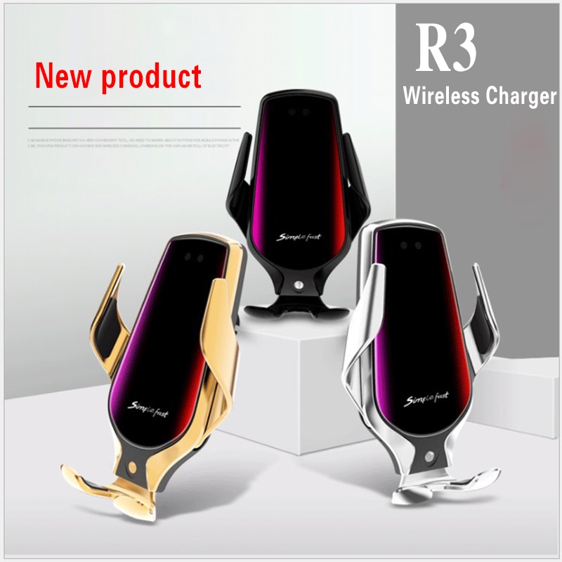 R3 smart Infrared Induction sensor car wireless charging Holder 10W Simple Fast Wireless Charger For iphone 8 8Plus X For Huawei