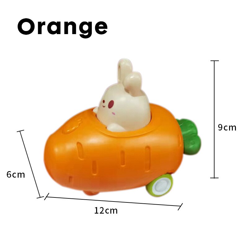 Cute Pet Animal Mini Car Toys For Baby Press Carrot Banana Cars With Music Pull Back Vehicles Press Cars For 1-6 Years Old: Carrot-Orange