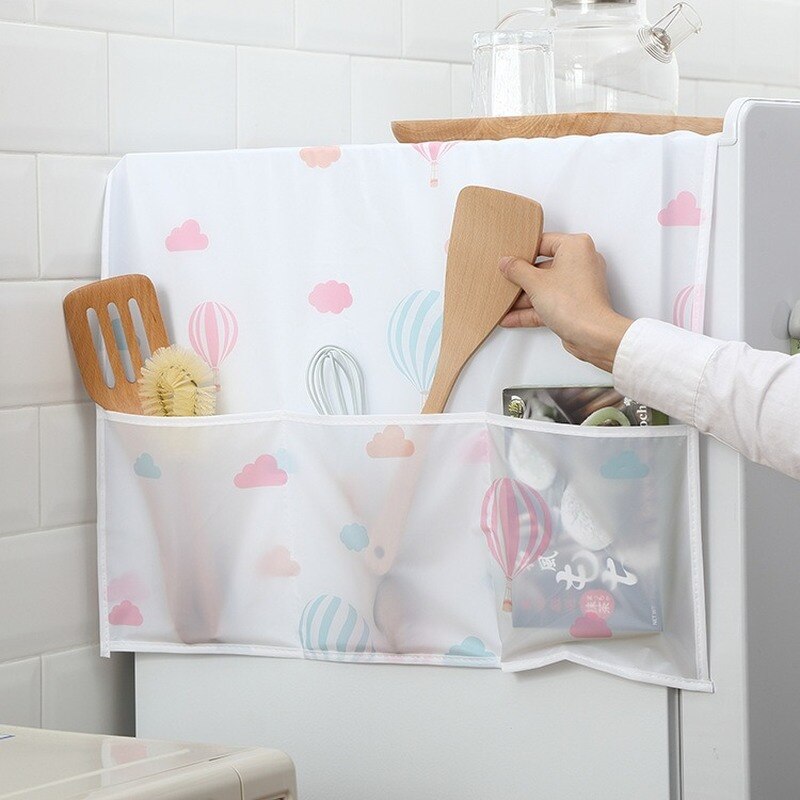 Køleskab dækker støvdæksel med lomme opbevaringspose vaskemaskine opbevaring organisator poser hængende pose