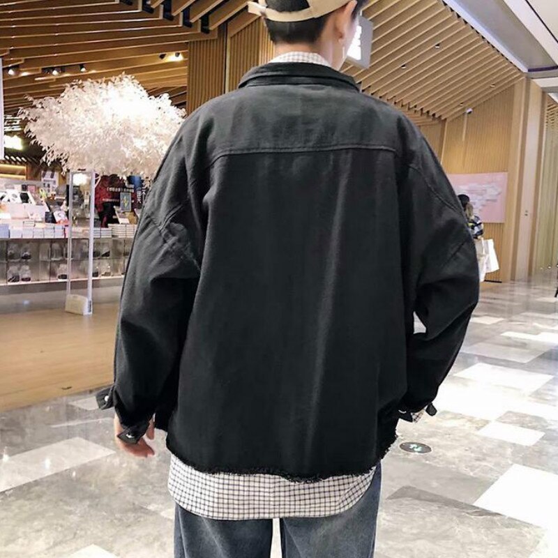 Menn jakker japansk stil last jakke herre høst løs ulzzang denim årgang student trendy fast uformelt enkel alle-kamp topp