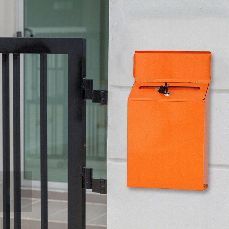 1Pcs Modern Mailbox Comment Letter Deposit Suggestion Box Secured Payments Key Paperwork Secure Postbox Decor: Orange