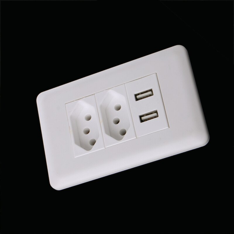 Wall Power Brazil Socket 15A Brasil Standard Double Soquete 5V 2100mA Dual USB Charger Port 115mm*75mm AC 110~250V