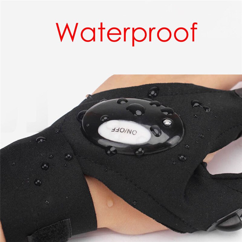 1 pièces LED lampe de poche extérieure pêche gants demi-doigt gants avec lumière éclairage nuit pêche sauvage Camping gauche main droite