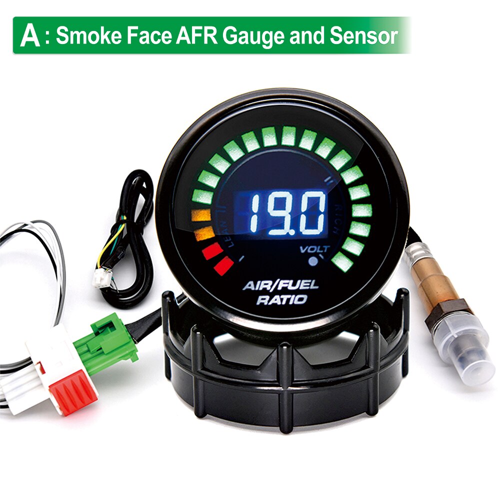 AD Digital 52mm Auto Air Fuel Ratio Gauge + Voltmeter volt Meter Indicator Smoked With Narrowband O2 Oxygen Sensor 0258006028: Champagne