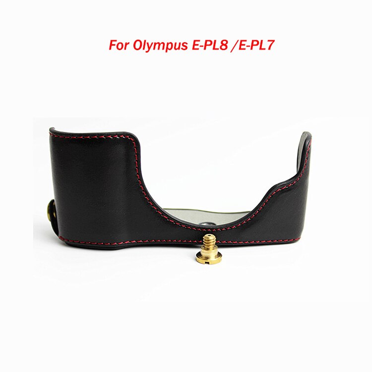 Housse coque etui portefeuille Cuir PU sac photo Pour Olympus PEN E-PL7 E-PL8 E-PL9 E-PL10 Demi-coque Avec Batterie D'ouverture de: E-PL7 E-PL8 Black