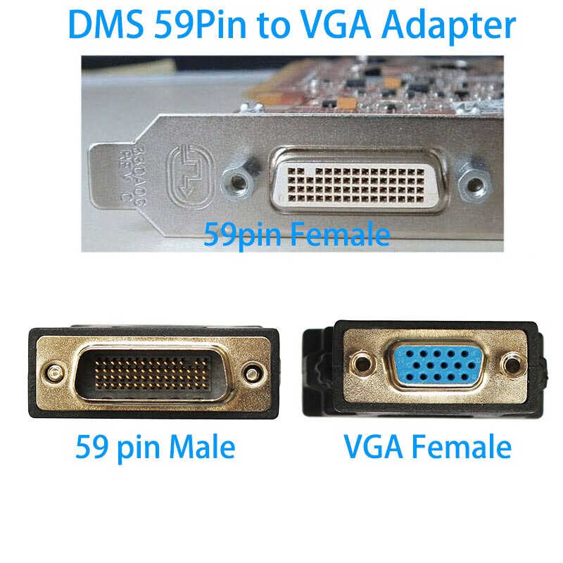 1piece 59 pin to VGA male to female DMS-59 to VGA adapter for video card