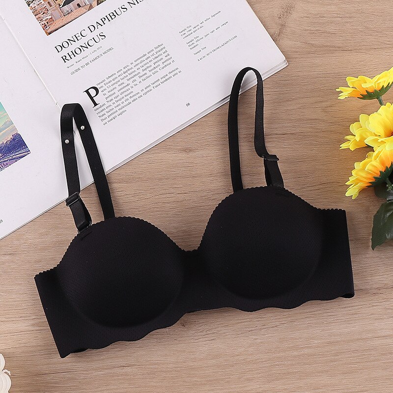 8 Colors Sexy Women Bras Solid Seamless Underwear Adjustable Push Up Wire Free Bralette Soft Female Breathable Lingerie: black