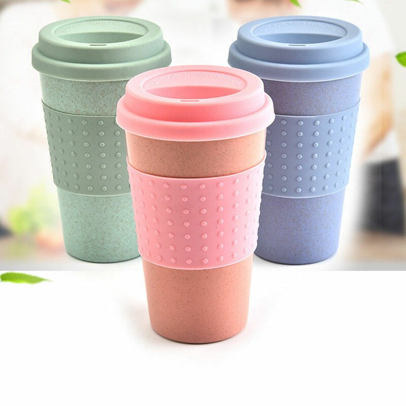 Travel Portable Pink Blue Green Polka Dot Thermal Insulated Tea Coffee Mug Cup Reusable Bamboo Fibre Eco Friendly Travel Mugs