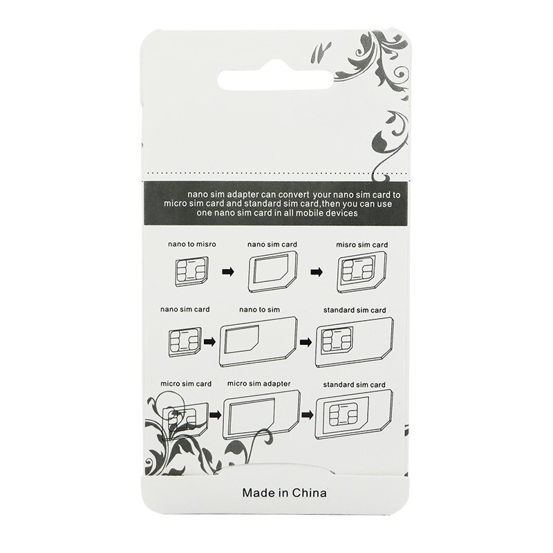 SIM Card Adapter 4 in 1 Nano Micro SIM Adapters Standard SIM Card Adapters Eject Pin For iphone 4 4S 5 6 6S 7 8 X Plus Phones