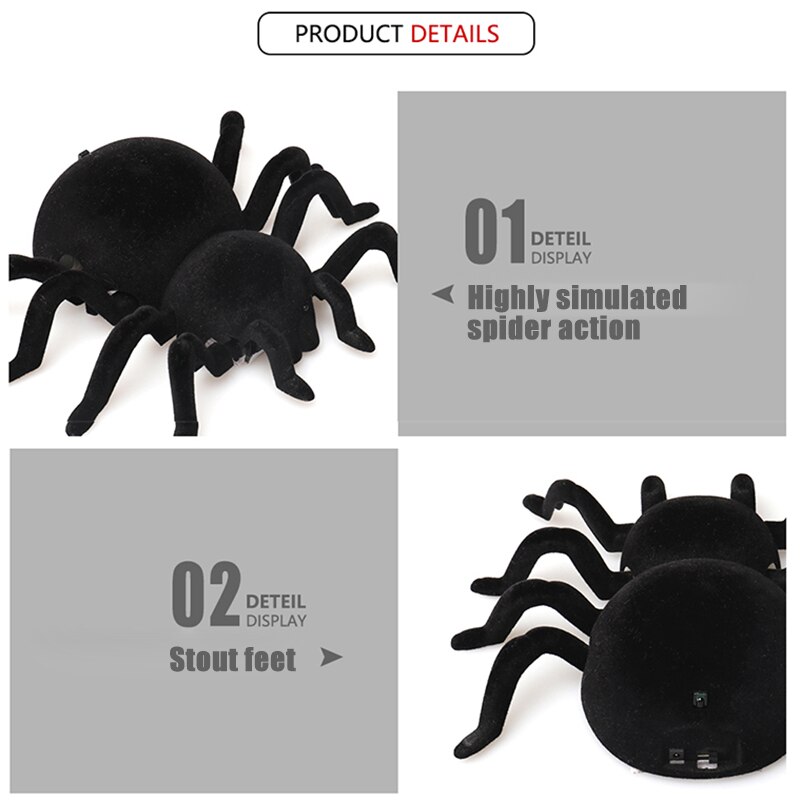 Electric Remote Control Car Spider Wall Creeping Toy Scary Prank Halloween Toys FJ88