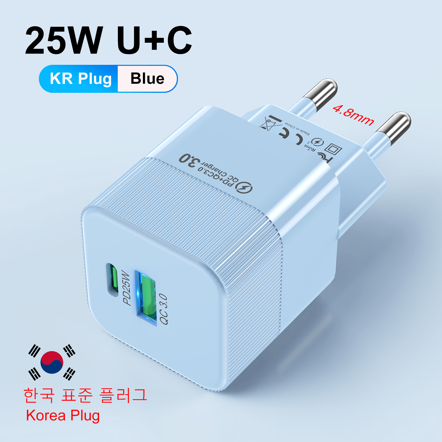 PD25W Korean Charger for iPhone 15 Pro Max USB Type C Fast Charger USB C Fast Chargig Charger KR Plug Quick Charger Wall Charger: AU