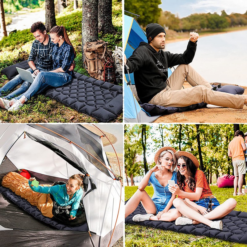 Aufblasbare, leichte campingmatte mit luftkissen für rucksackreisen, wasserdichte campingmatratze