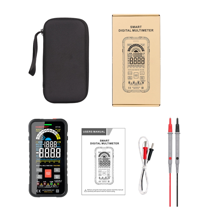 Digital Multimeter Voltmeter Smart Electrical Tester Measures Voltage Current Resistance Continuity Duty-Cycle Capacitan