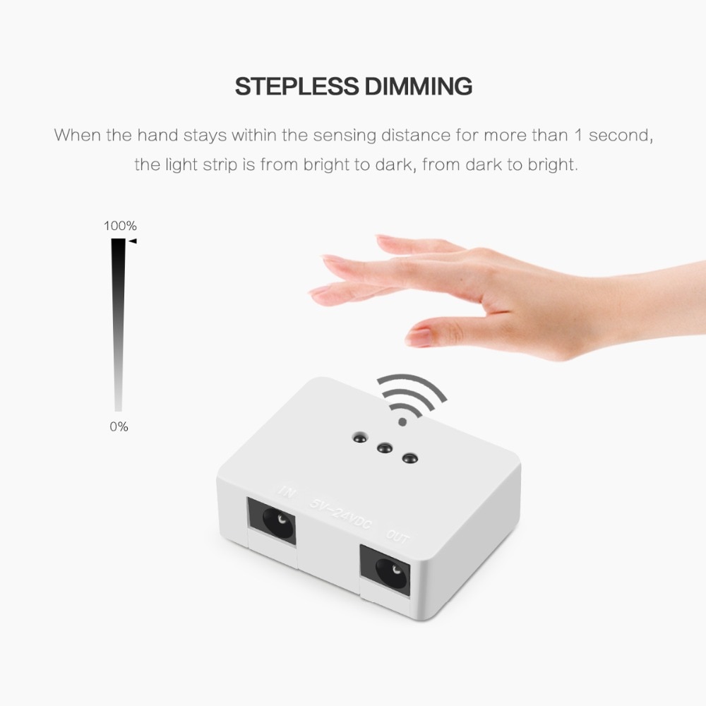 Dimmer Hand Motion Switch Hand Sweep Sensor 5A 12V/24V Light Switch for LED Strip DIY Kitchen Lights LED Strip Light Accessories