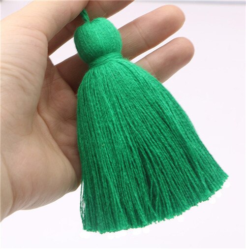 19cm fluffy bomuldsfedt kvast vedhæng hjem tekstil gardin tøj vedhæng kvaster diy nøglepose armbånd halskæde håndværk kvaster: Grøn