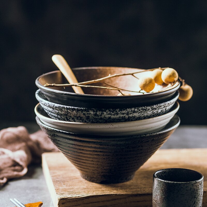 Service de table japonais en bambou, , en céramique, chapeau d&#39;affaires, bol écharpe, bol à nouilles de riz domestique, bol à soupe