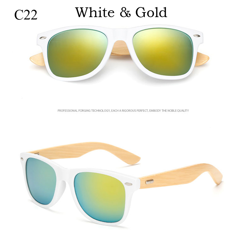 16 color Bamboo Sunglasses Men Wooden Sunglasses Women Brand Mirror Original Wood Sun Glasses retro de sol masculino: Cyan