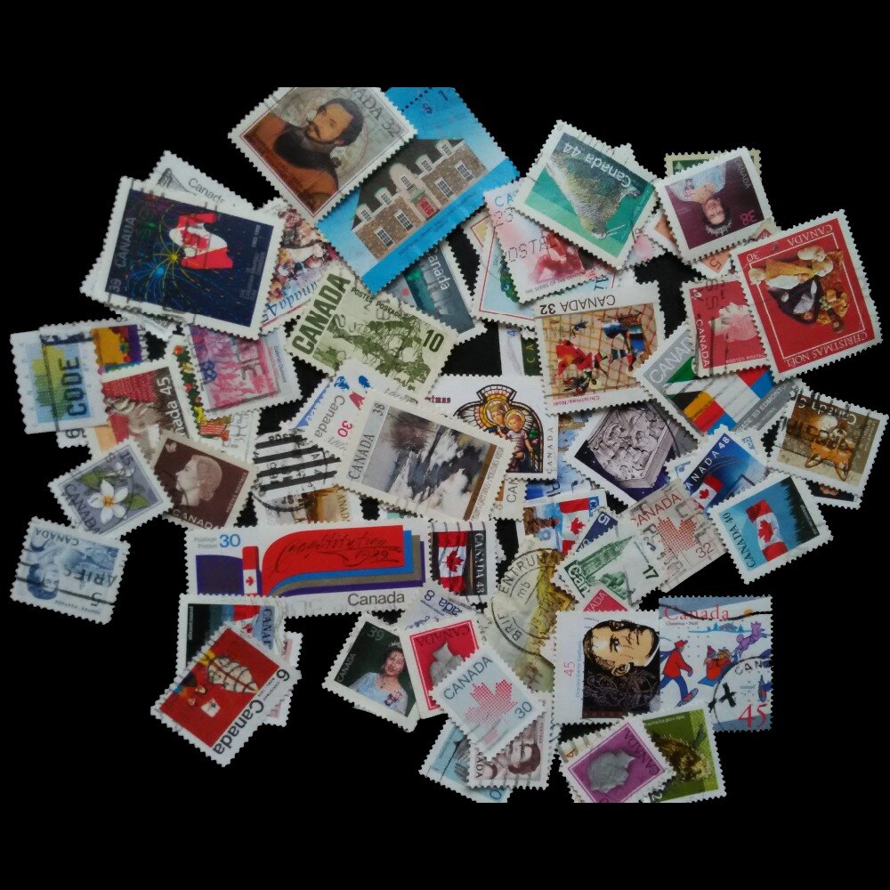 Canada100 Stuks/Veel Alle Verschillende Gebruikt Postzegels Met Post Mark Geen Herhaling In Goede Staat Voor Verzamelen