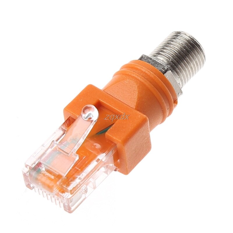 Cable adaptador de acoplador de barril Coaxial F hembra a RJ45 macho, convertidor de conector RJ45 a RF, y