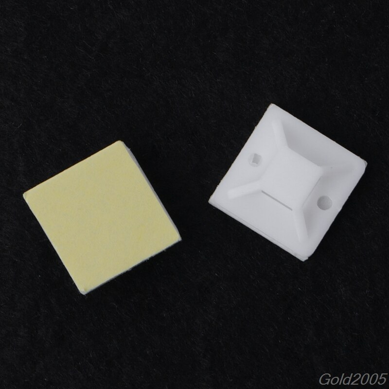 100pcs 20x20mm Self Adhesive Cable Wire Zip Tie Mounts Mounting Base Clamps Clip G25 Whosale